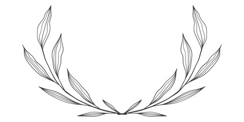 black and white outline sketch of a leaf