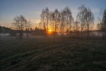 sunrise in the fog