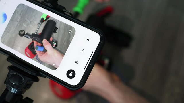 Closeup of smartphone screen showing AI-assisted repair hands fixing device step by step with toolkit tech support remote help digital assistant DIY electronics smart solution