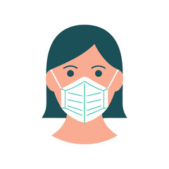 Woman Wearing A Protective Mask Illustration For Healthcare And Safety Against Viruses And Air Pollution And Protection From Covid