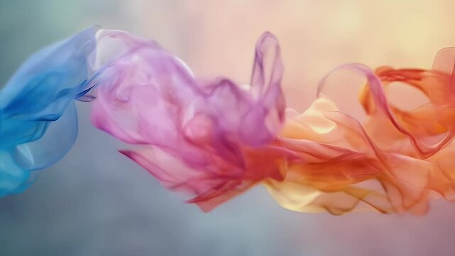 Abstract silk fabric flowing background 4k video. Soft pastel waves, colorful airy motion, elegant dreamy texture animation.