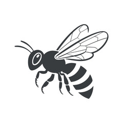 Bee Insect Vector Illustration Isolated On White Background Honey Bee Icon Nature Artwork Simple Graphic Style Design Element