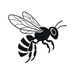 Bee Flying Silhouette Isolated On White Background Detailed Vector Illustration Symbol Of Nature And Honey Production Icon Design