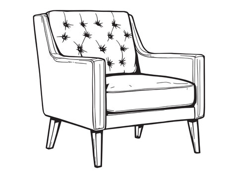 recommend clip art: Accent Chair line art elegant minimalist furniture design black sketch