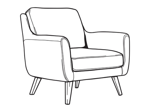 recommend clip art: Accent Chair line art modern interior decor hand drawn style