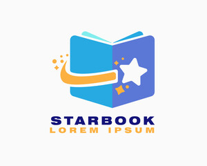 star book logo vector. star and book illustration template