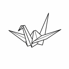 Origami crane design in minimalist style and black and white  