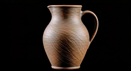 Rustic Clay Brown Jug Pitcher Isolated Transparent Background PNG Antique Pottery Container Crockery