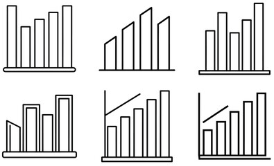 Black Bar Chart Icons for Data Visualization