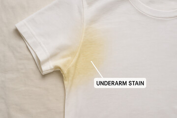 Yellow Underarm Stain on White T-Shirt