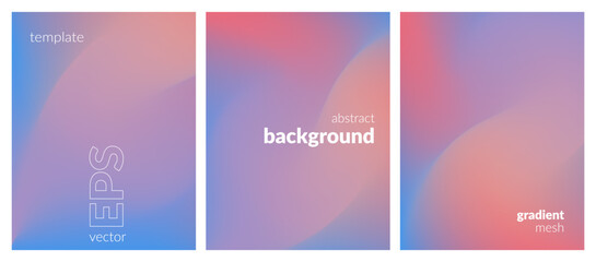 Abstract liquid background set. Gradient mesh. Effect bright color blend. Blurred fluid colorful mix. Modern design template for web covers, ad banners, posters, brochures, flyers. Vector EPS