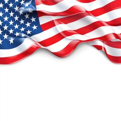 Obraz premium Waving American Flag on White Background