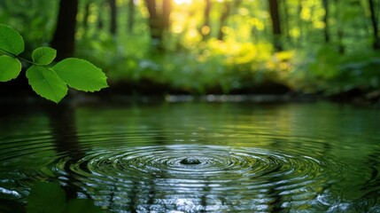 Tranquil forest pool ripples