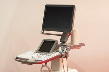 Modern medical ultrasound scanner in the exhibition hall