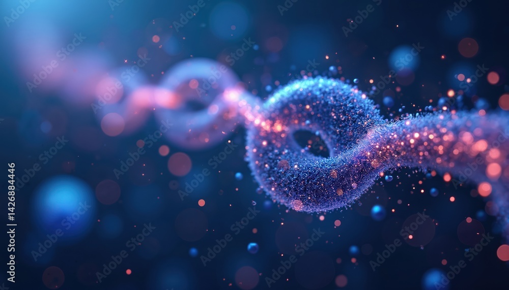 Poster illustration of connected chain links with bokeh effects. represents healthcare industry connection,