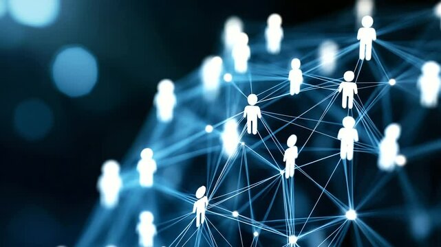 A professional visual representation of a company&rsquo;s management structure, featuring bright, connected figures in a pyramid formation.