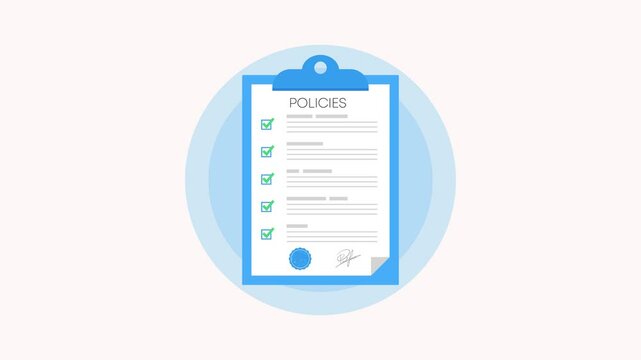 Flat Style Policy Document Animation | Corporate Rules and Regulations