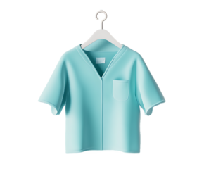 Minimalist Turquoise Scrub Suit on Hanger, Clean Medical Uniform for Healthcare Professionals, Doctor or Nurse Apparel, Stylish, Isolated