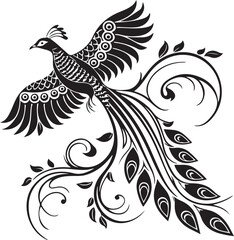 Fototapeta premium grey peacock pheasant silhouette vector