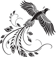 Fototapeta premium grey peacock pheasant silhouette vector