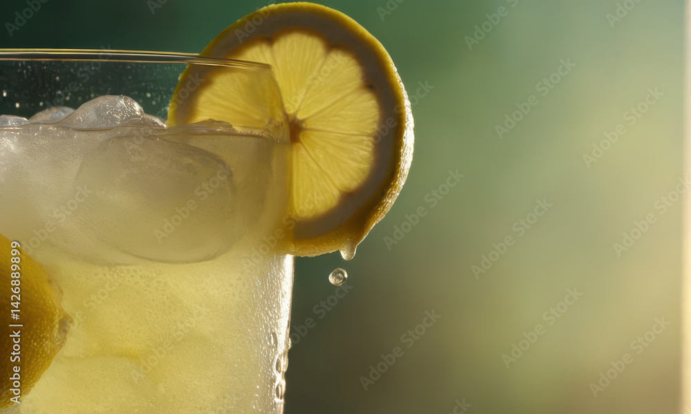 Aufkleber freshly squeezed lemonade served over ice with a slice of lemon