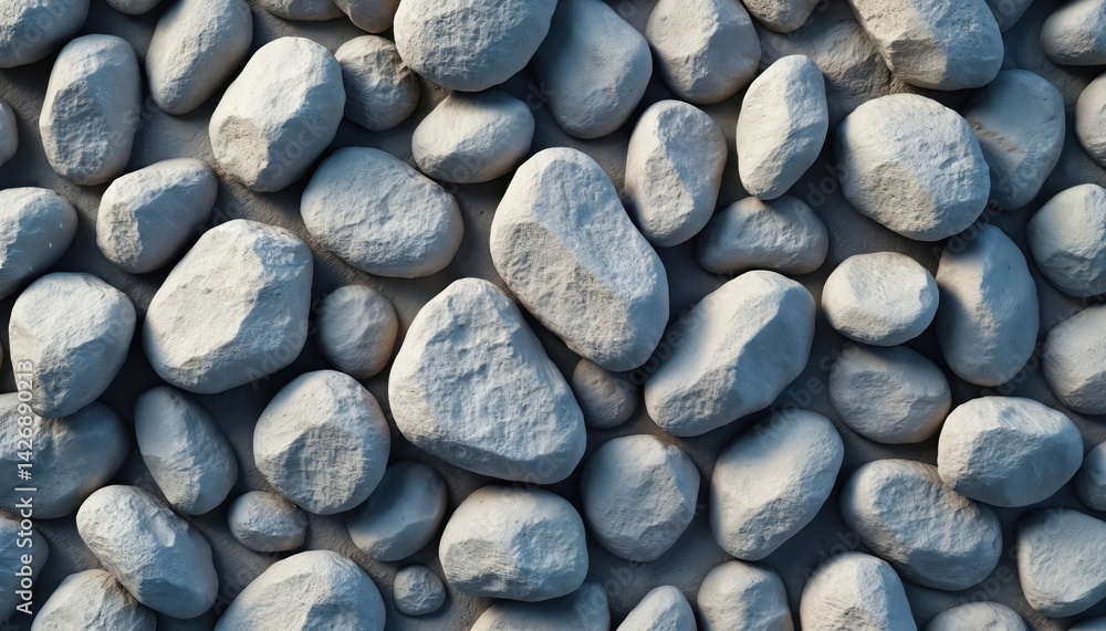 Poster close-up view of smooth grey stones. natural background texture, light and shadow. neutral tones for