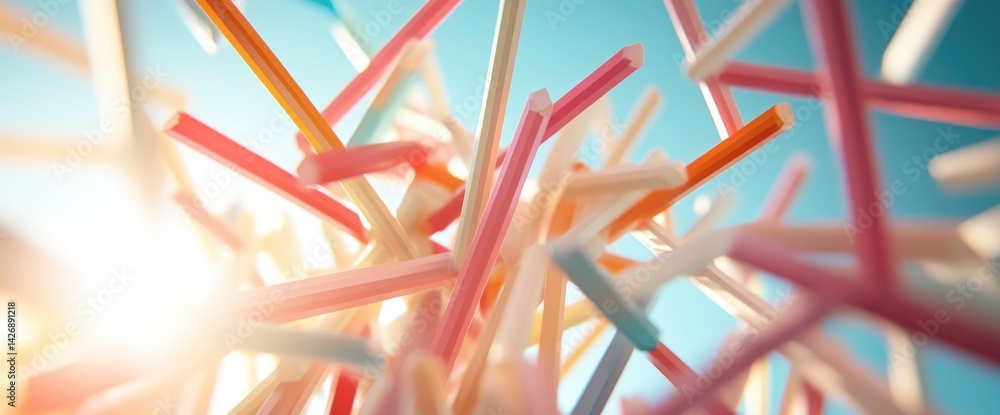 Poster abstract macro colorful plastic sticks background pattern