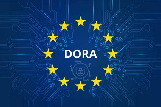 DORA (Digital Operational Resilience Act) introduced by the European Union. Ensures digital stability in financial systems and services. Concept.