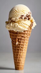 Delicious Chocolate Chip Ice Cream Cone, Sweet Treat for Summer Fun and Parties