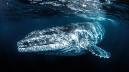 Underwater whale close-up