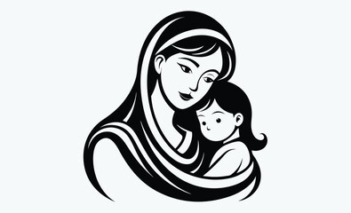 Mother holding baby silhouette, mom holding her baby silhouette 