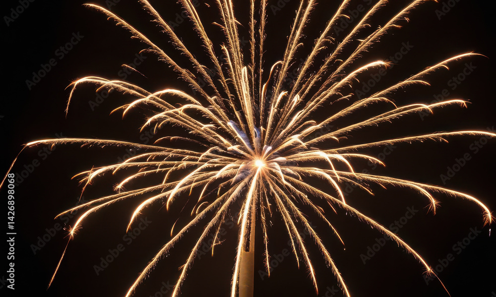 Canvas Prints a single firework lights up the dark night sky, creating a burst of colorful sparks