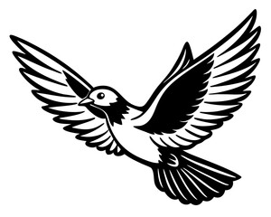 Fototapeta premium Flying Dove Illustration: Symbolic Wildlife Art with Wings and Tail