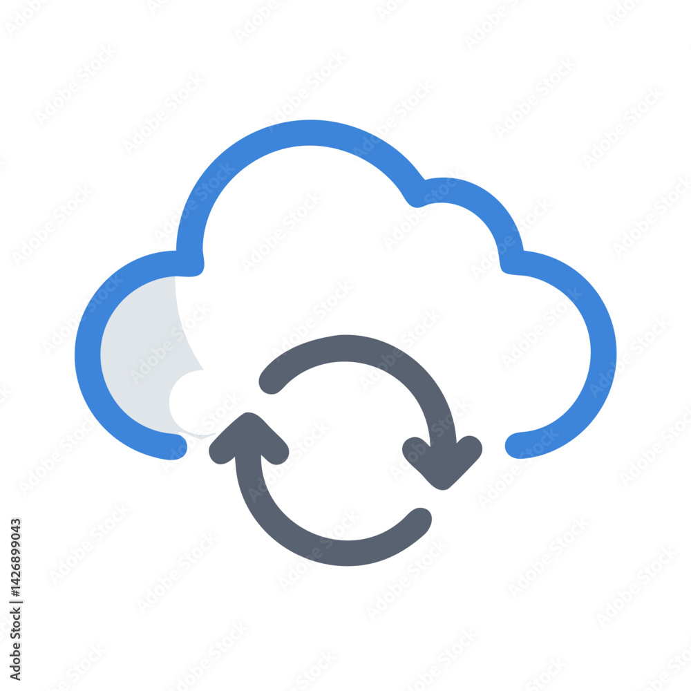 Poster cloud synchronization icon for data backup and recovery