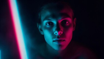 AI's mystical face in darkness