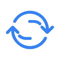 Blue Recycle Icon on Black Background, Simple Graphic