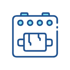 Stylish blue toaster oven icon on black background