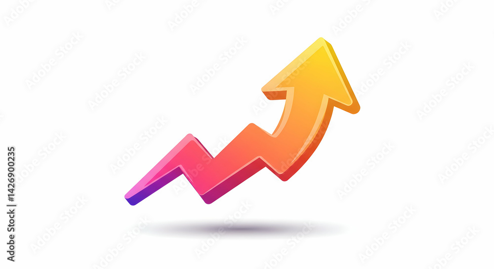 Poster arrow pointing up with zigzag path in gradient colors
