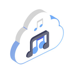 Cloud music streaming isometric vector illustration on black