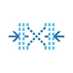 Obraz premium Data Compression Illustration with Arrows and Grid Pattern