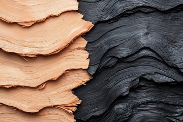 Close-Up View of Beautifully Blended Wood and Black Surface with Exposed Edges and Unique Textures for Creative Projects