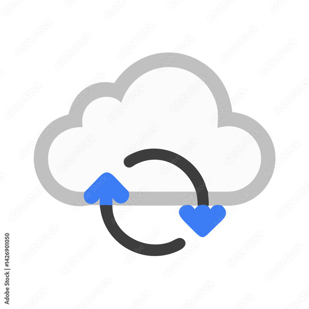 Poster cloud computing sync data transfer backup restore icon