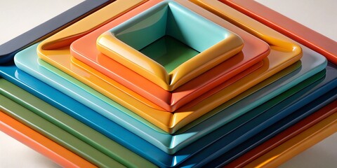 Layered 3D Rhombus Shapes in Bold, Glossy, and Saturated Colors – Abstract Geometric Design

