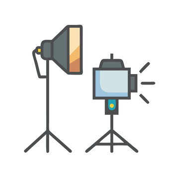 studio lights equipment flat design clip art preview