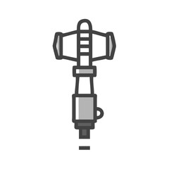 Vector illustration of construction jackhammer tool on black background