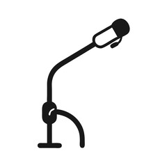Simple black microphone on a stand vector illustration