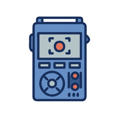Icon illustration of portable digital audio recorder machine