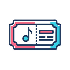 Colorful music concert ticket icon on black background