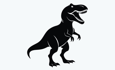 Tyrannosaurus silhouette, dinosaur vector icon, black t rex shape, prehistoric animal design