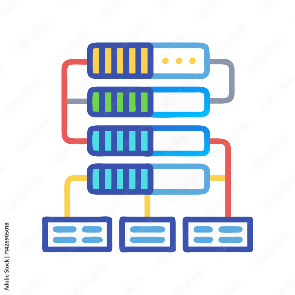Poster network server database data storage connection system icon